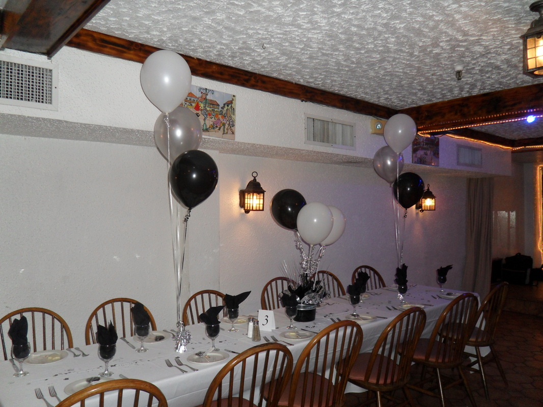 PARTY #145, WHITE, SILVER AND BLACK - PARTY DECORATIONS BY TERESA
